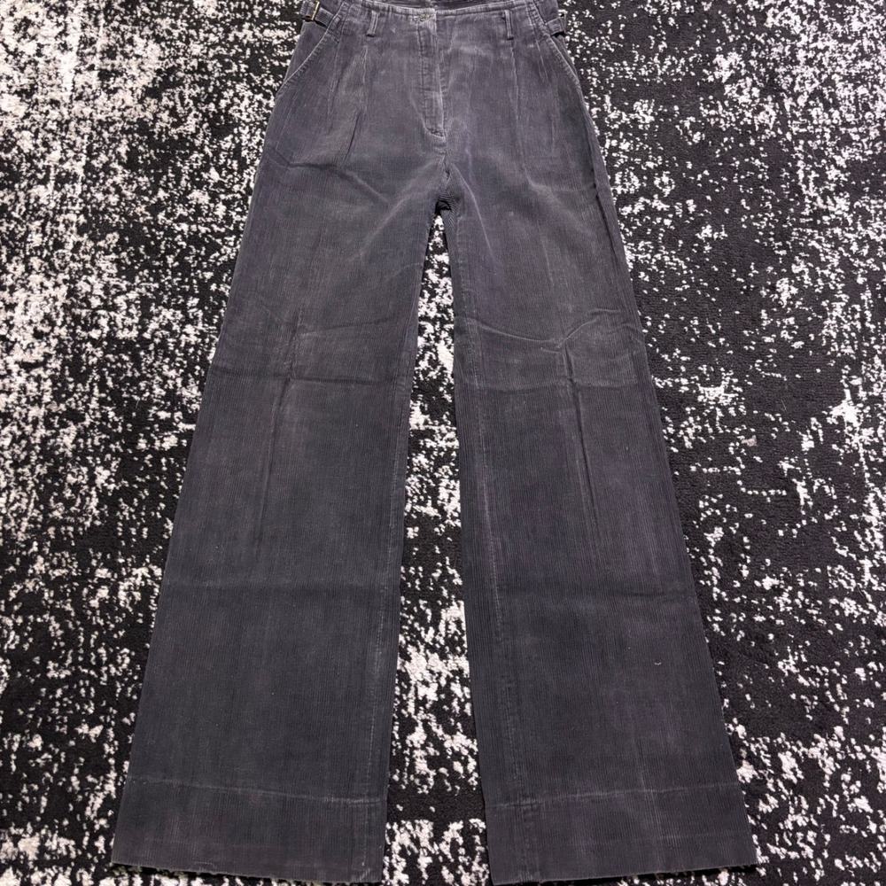 Vintage 60s 70s Corduroy Pants Black High Waist Cinch Trousers 26